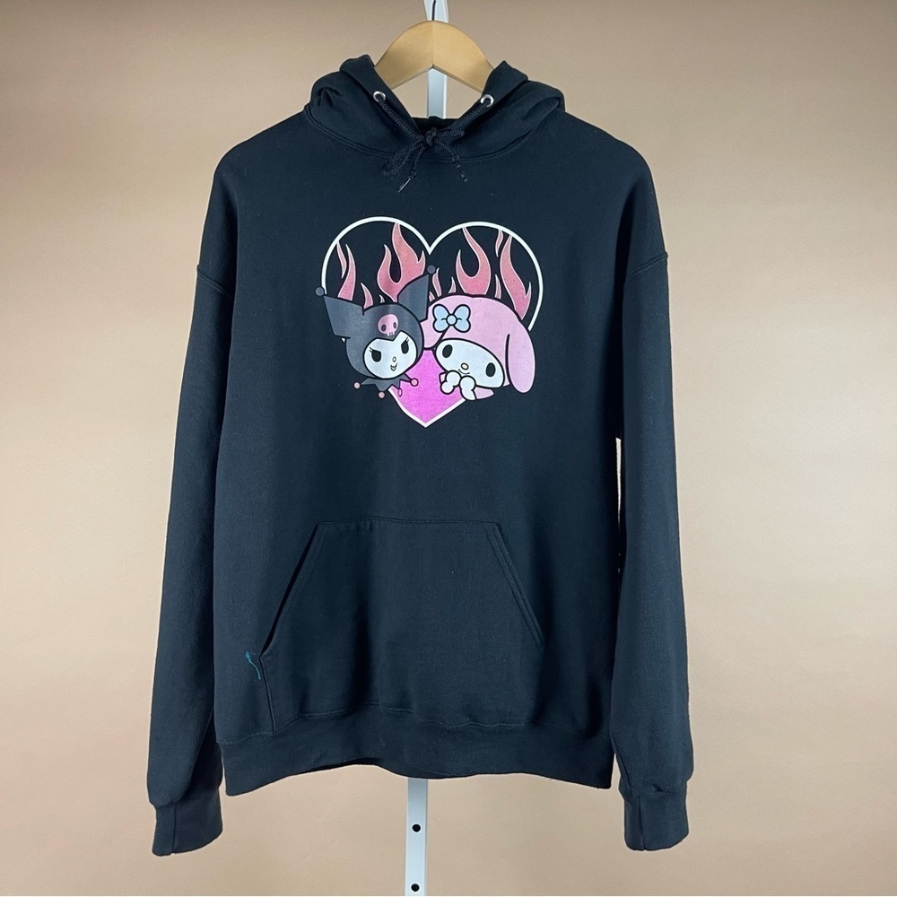 Sanrio MY MELODY & KUROMI- Kawaii - Adult Large Unisex Black Pullover Hoodie